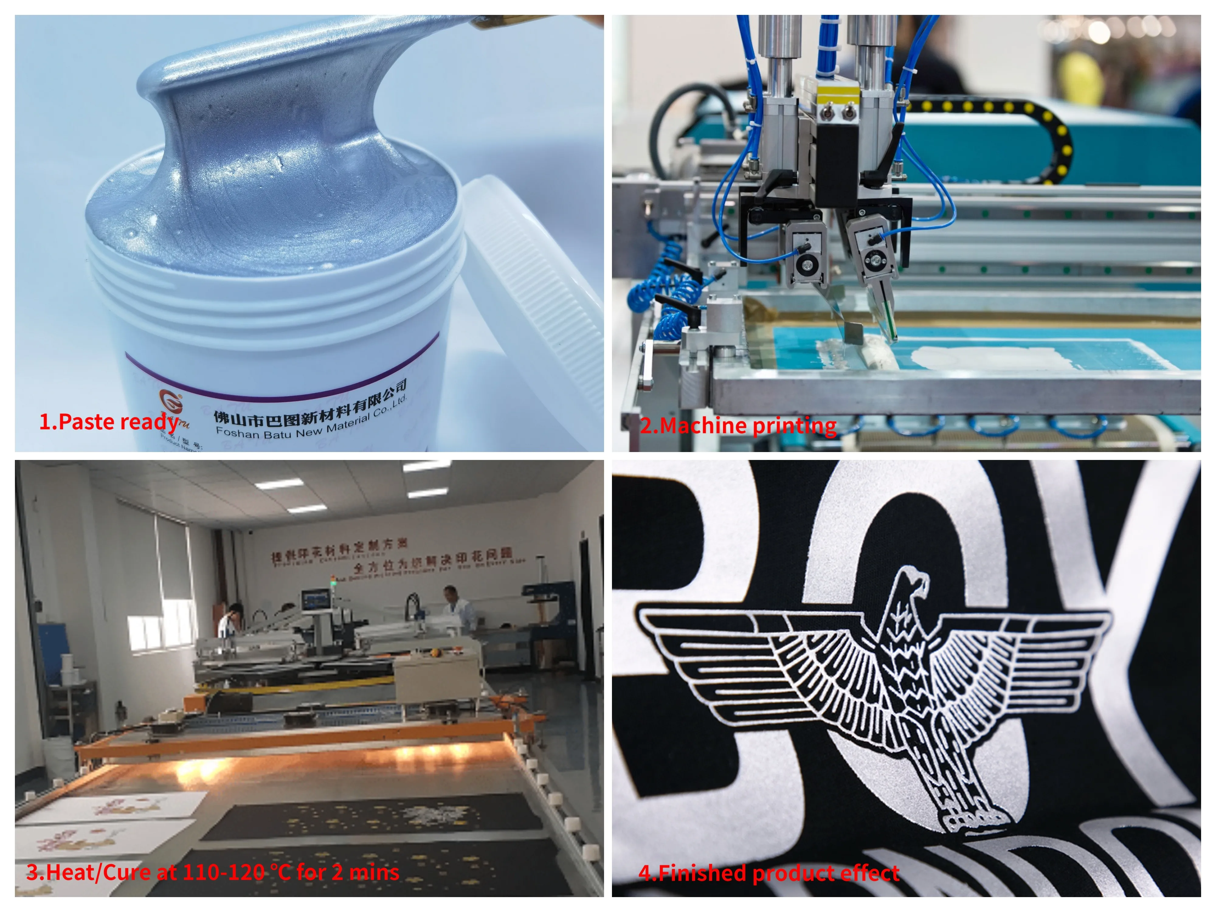 Metallic Silver Ink Silver Color Paste for Garments Printing