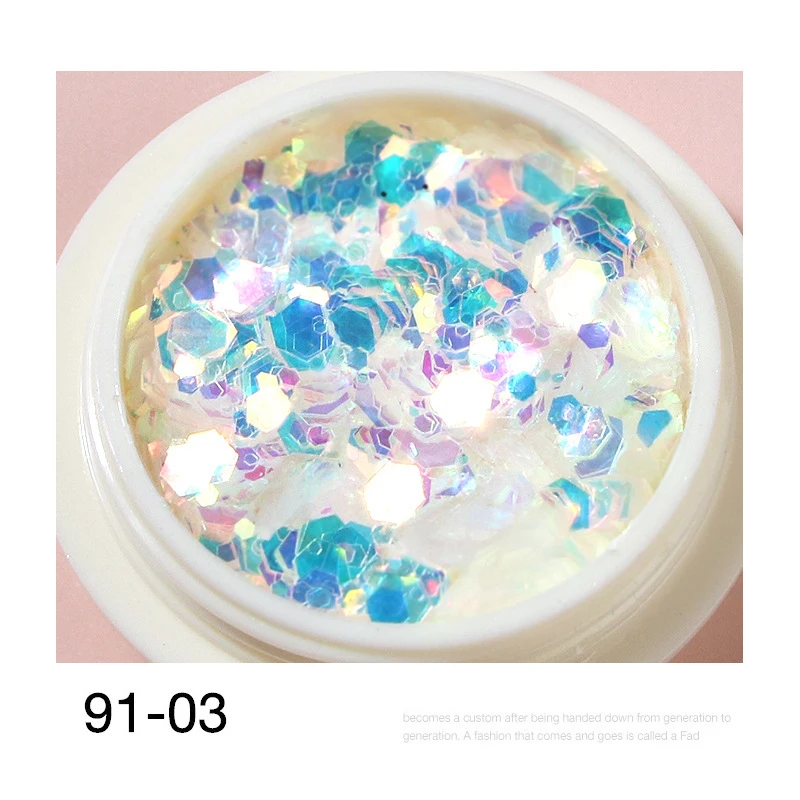 Private Label Mixed Mermaid Hexagon Chunky Glitter Sequins Acrylic Powder Nail Glitter Powder For Nails