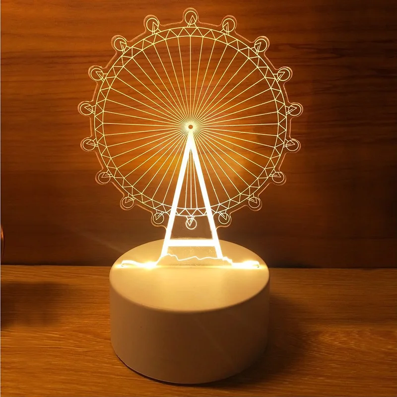 High Quality Cheap USB Warm Light Led 3D Light Lamp,Home Decorative Night Light Lamp with Switch Button