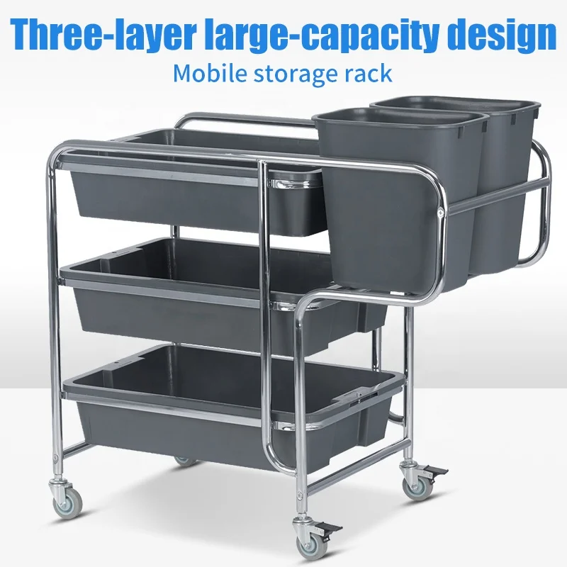 New Sale AF08168 L Model Large Dinner Plate Collection Vehicle Commercial Hotel Restaurant Stainless Steel Service Cleaning Tool