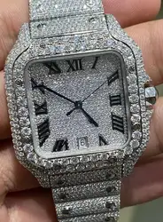 bust Stainless Steel Watch Iced Out Diamond Band Moissanite Watch hop premium diamond vvs moissanite watch