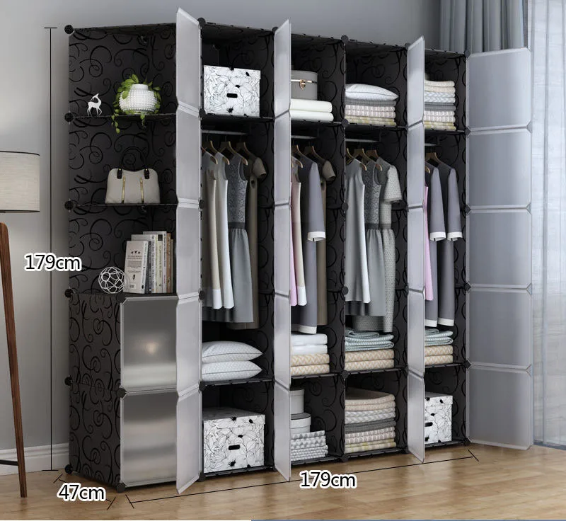 High quality hot sale plastic closet combination closet simple modern storage cabinet Bedroom Closet Wardrobe Steel