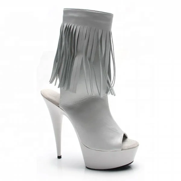 15cm ultra high heel thin with sky high sexy stage show shoes fringe dew with fish mouth fun low tube ankle boots