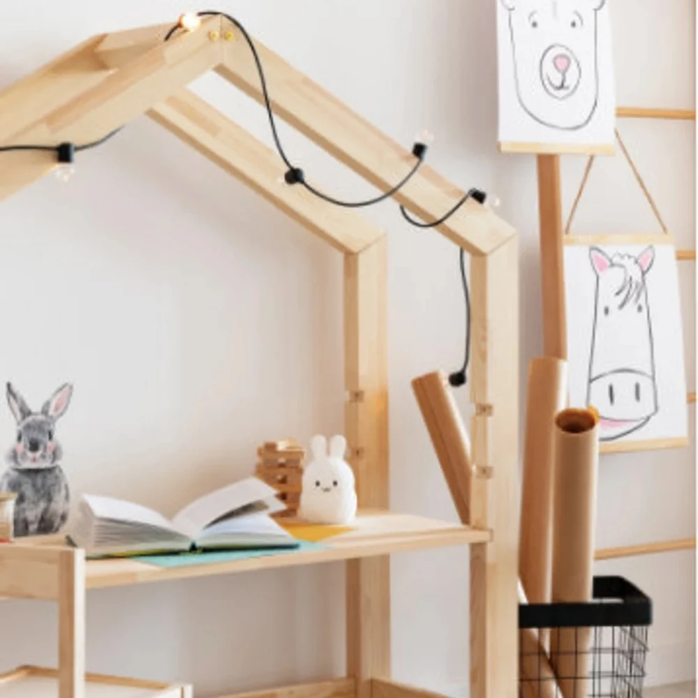 Montessori Children table desks hot sale Wooden study table Bedroom furniture kids tables with storage shelf