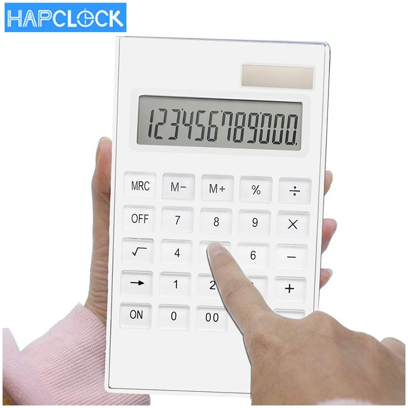 White Big Solar 12 Digit Electronic Office Desktop Calculator