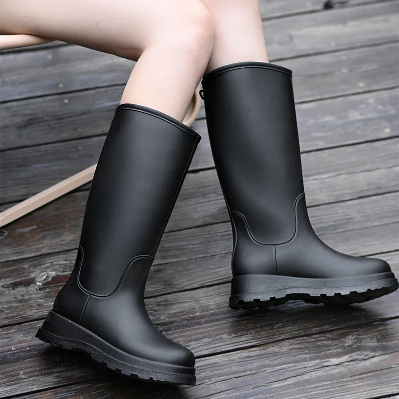 Non-Slip Fleece Removable Waterproof Water Shoes Women Ankle Rain Boots Woman Slip-on Cartoon Rainboots Wellies