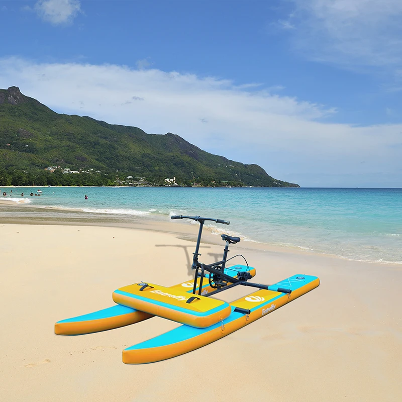 Conspicuous Water Bicycle Aqua Bicycles Bluish yellow inflatable floating waterbike pedal boats bicycle water bike