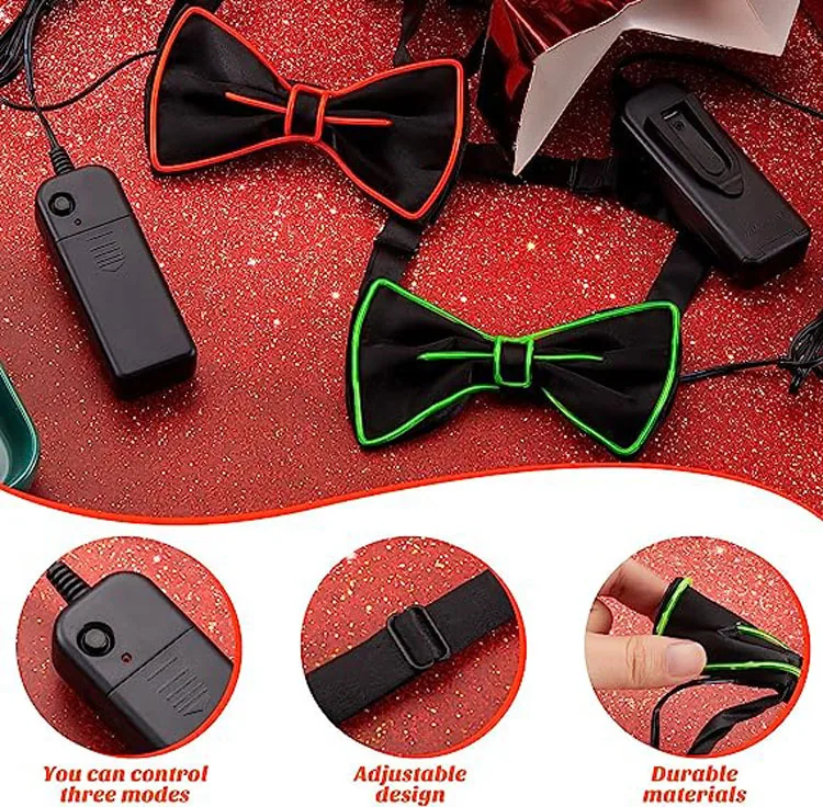 Flashing EL Wire Tie-Led Party Neon Light Neck Tie Bowtie party Decoration for Halloween Christmas Birthday Wedding