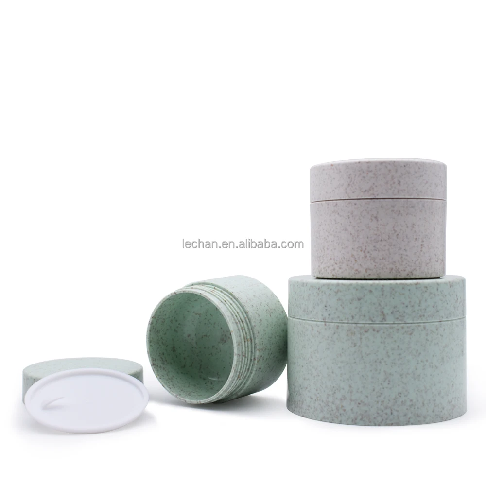 Naturally degradable cream box plastic PP jar wheat straw jar with screw port design