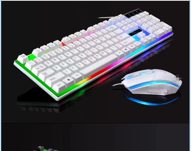 G21B professionals LED wired gaming keyboard and mouse combo backlit full size for gamer desktop mouse keyboard set