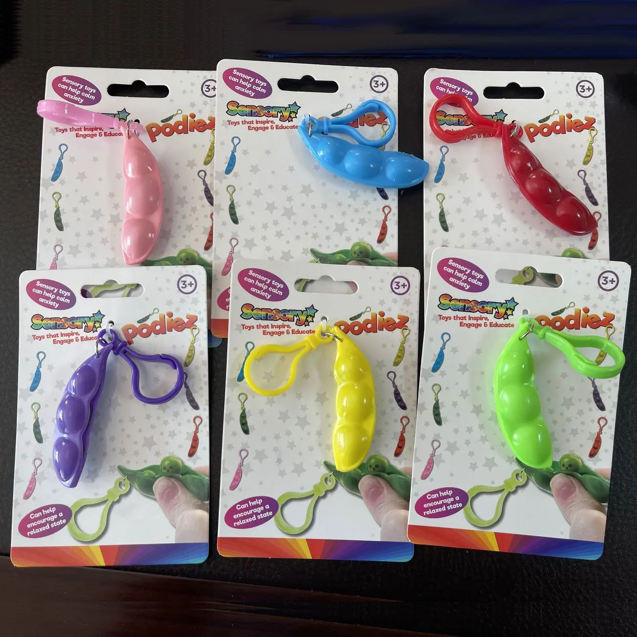 
Green bean Fidget Sensory Key chain or ball chains simple squeeze toys 