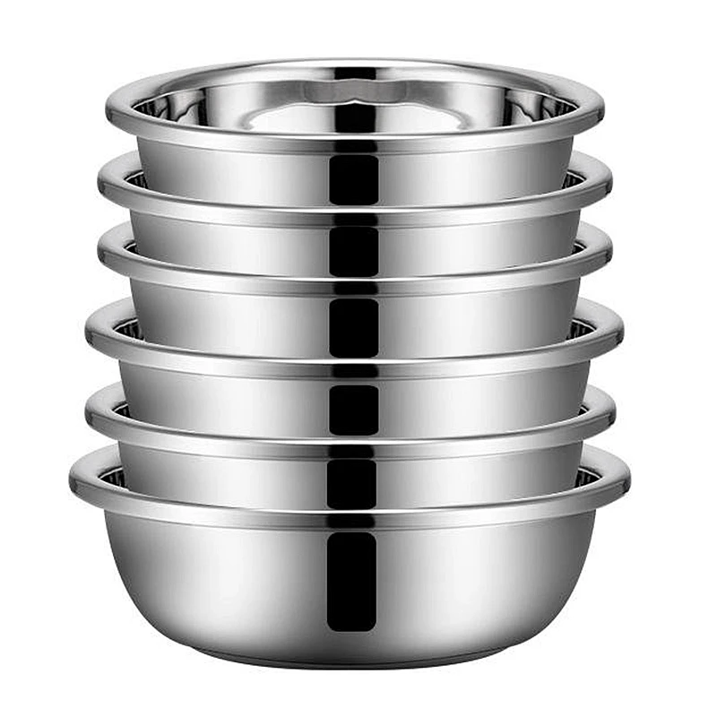 Salad Bowl Set Customized Metal Mixing Bowl Catering Custom Large Reusable Restaurant  304 Stainless Steel High Quality Mix Bowl