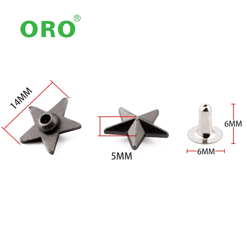 Factory hot sale Alloy DIY flat shape embossed five-pointed star bottom for clothing shoes bag decoration accessories rivet