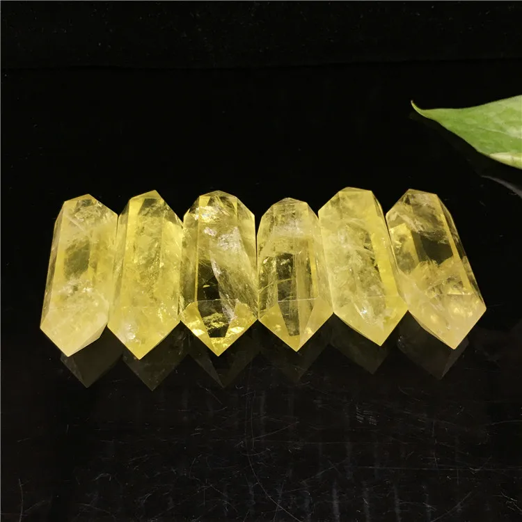 Natural citrine Double Terminated wand yellow quartz crystal point