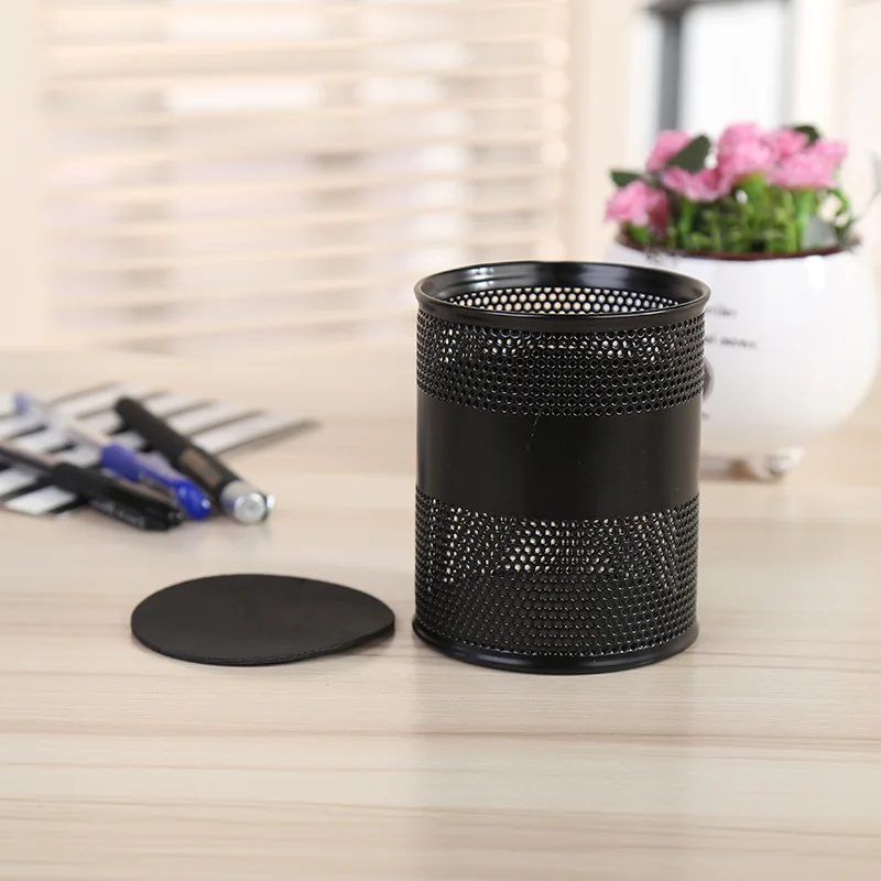 Высококачественный популярный черный Настольный органайзер для ручек, круглый стол, металлический сетчатый держатель для карандашей и ручек