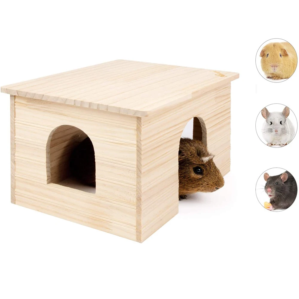 
Custom wooden chinchilla guinea pig hiding place with window pet wooden nest 