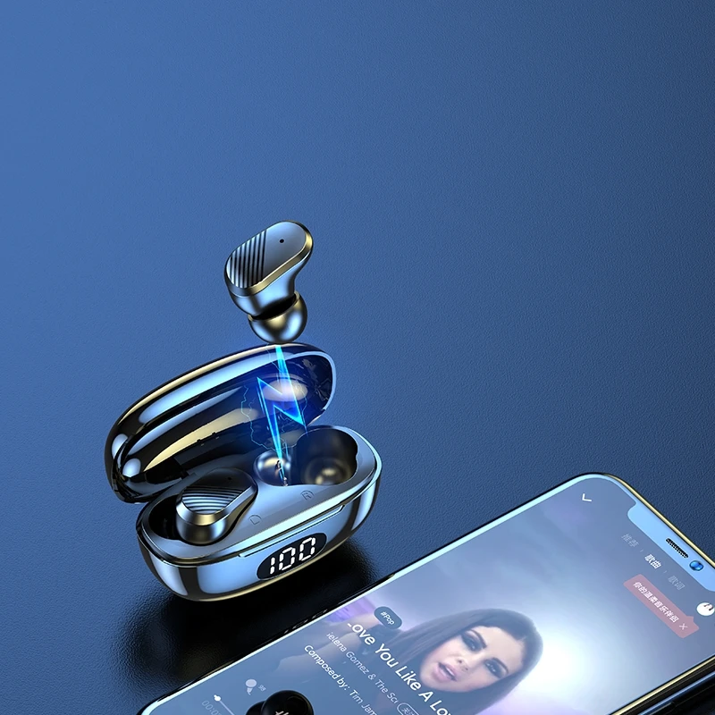 ready to ship cheapest gaming head phone noise cancelling for mobile phone sports digital display touch tws earphone & headphone