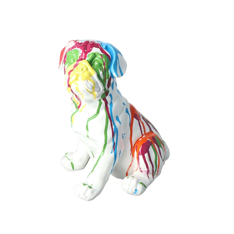 New product Customized Splashing Ink Painted stock life Size Animal Resin Dog Statues