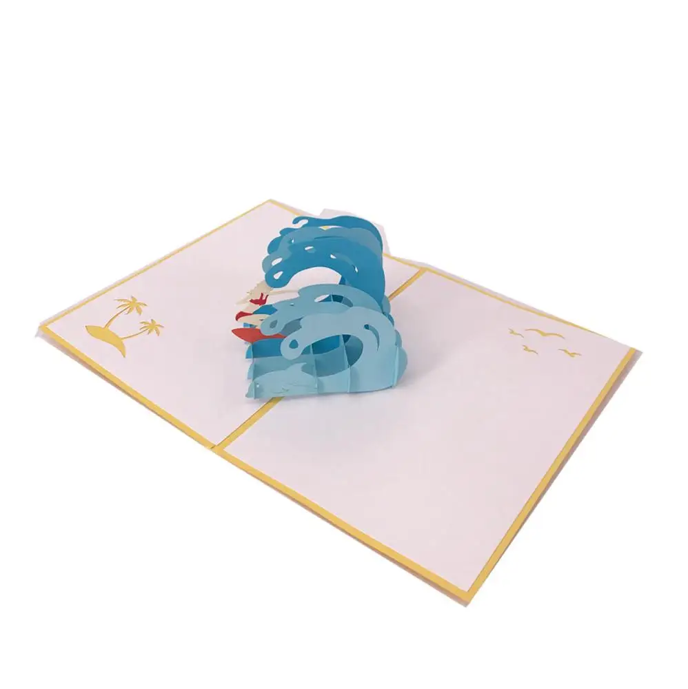 Custom Surfing 3D Pop Up Card Greeting Card