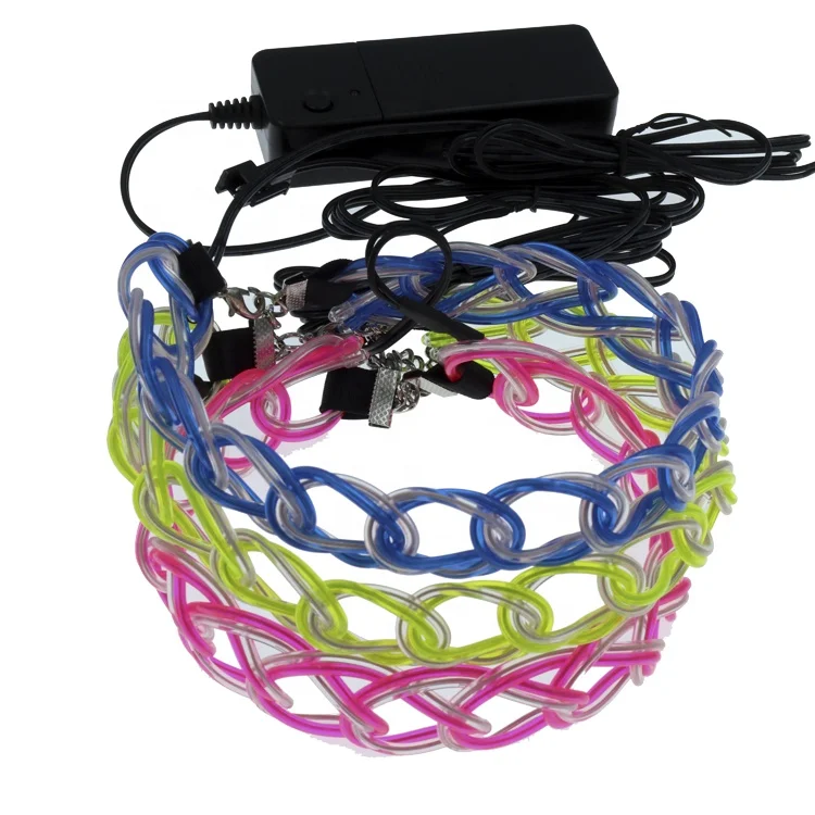 Led EL Neon Wire Light Up Choker Necklace Jewelry for EDM Rave Halloween Party