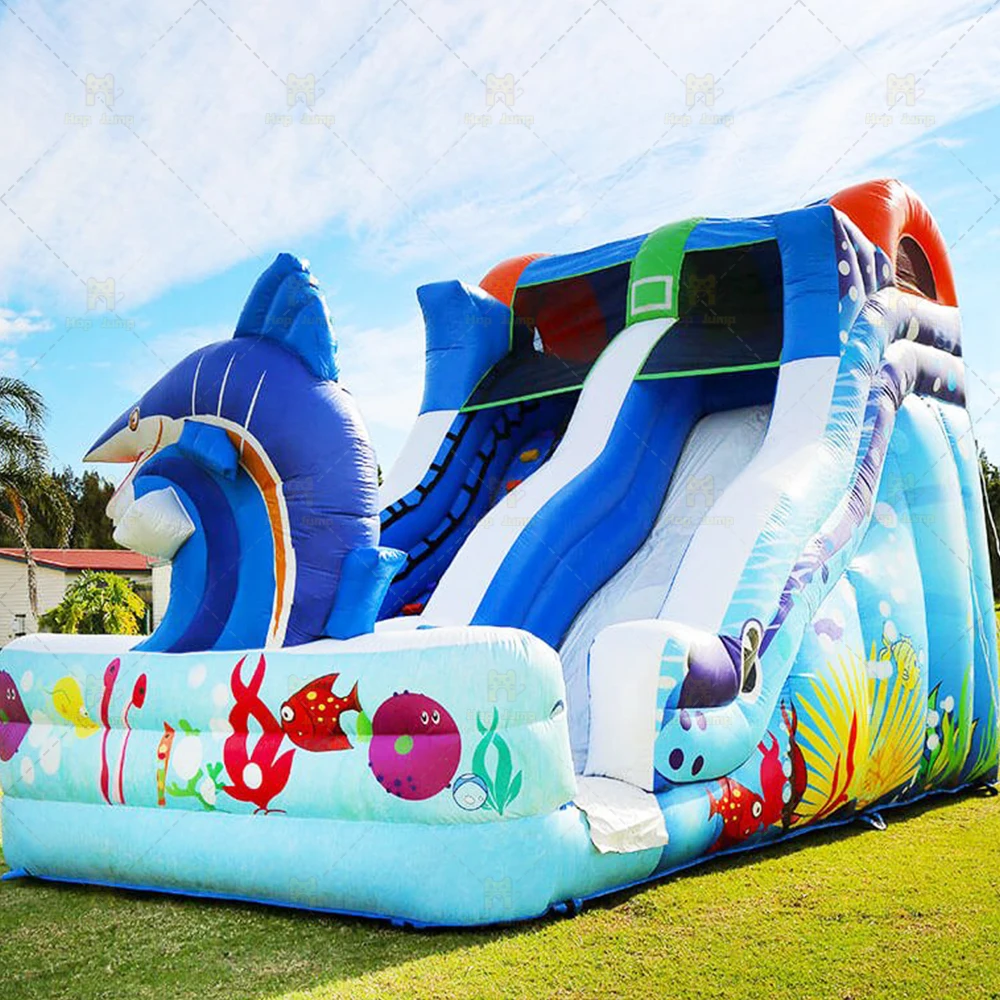Customize inflatable seaworld water slide Marlin Splash Inflatable Slide Wet  for sale