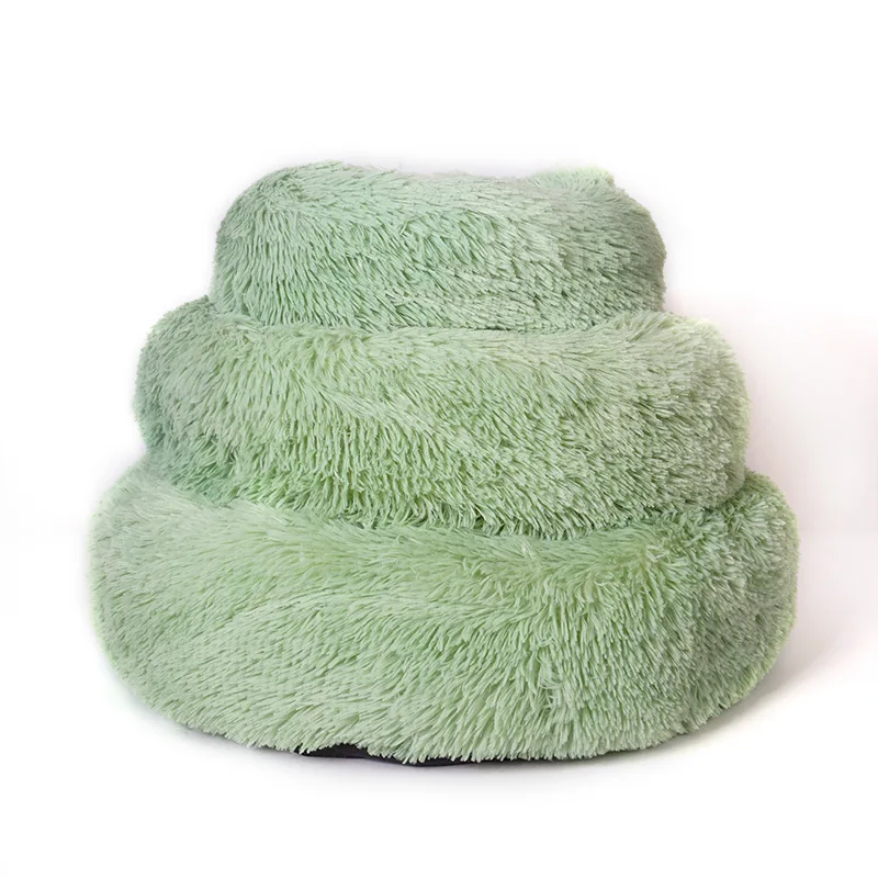 
Free sample Durable Popular style custom size plush round donut style pet dog cat bed 