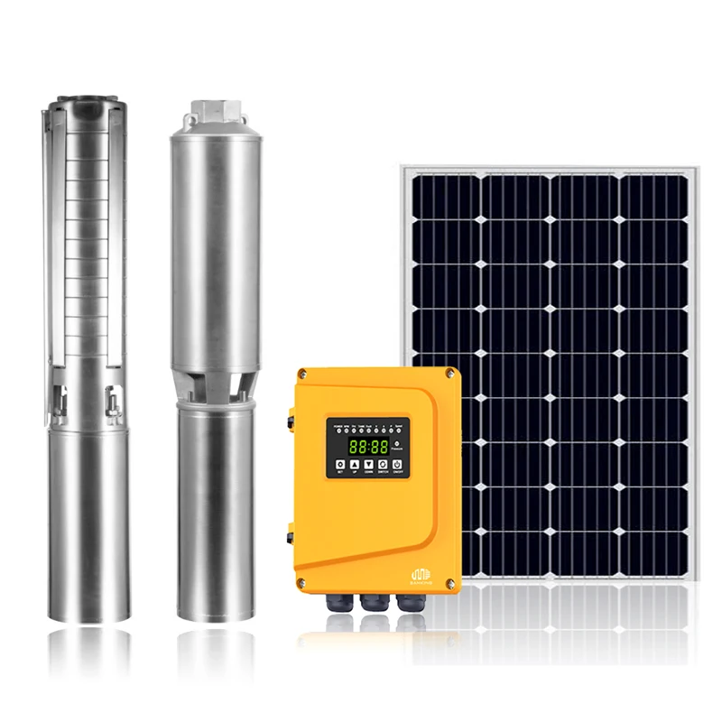 Stainless Steel Centrifugal Solar Submersible Pump with external controller 3inch solar pump 0.3HP