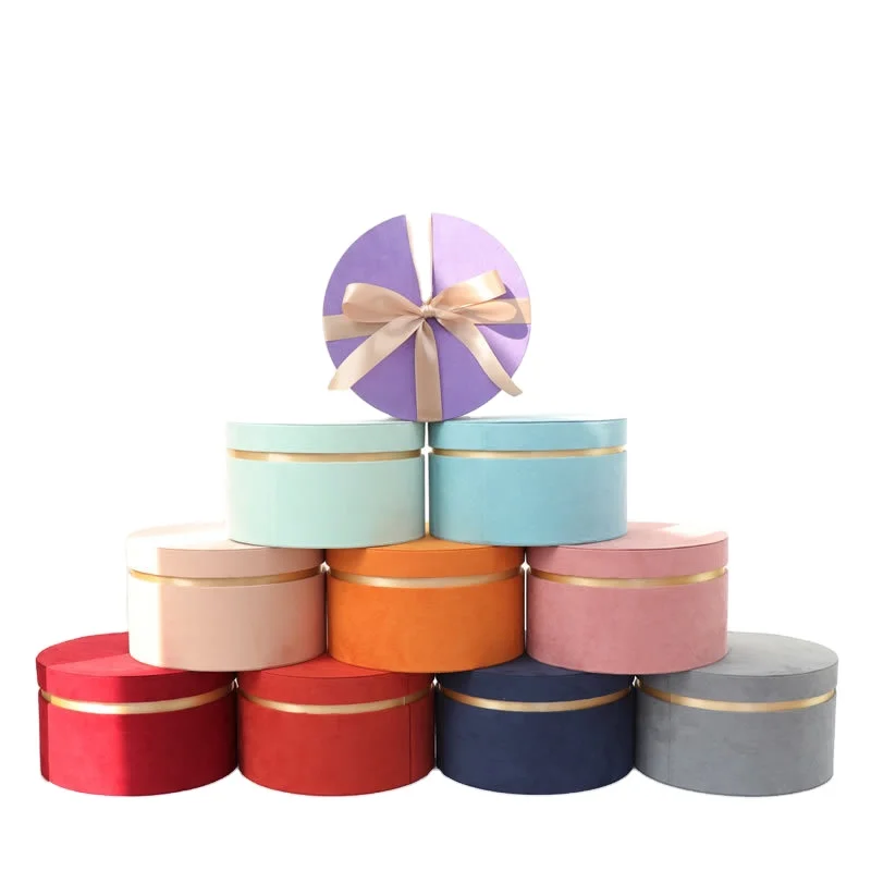 High Quality Custom Round Suede Flower Box