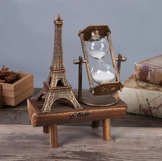 Creative Home Office Decoration Vintage Decoration Paris Tower Hourglass Resin Crafts