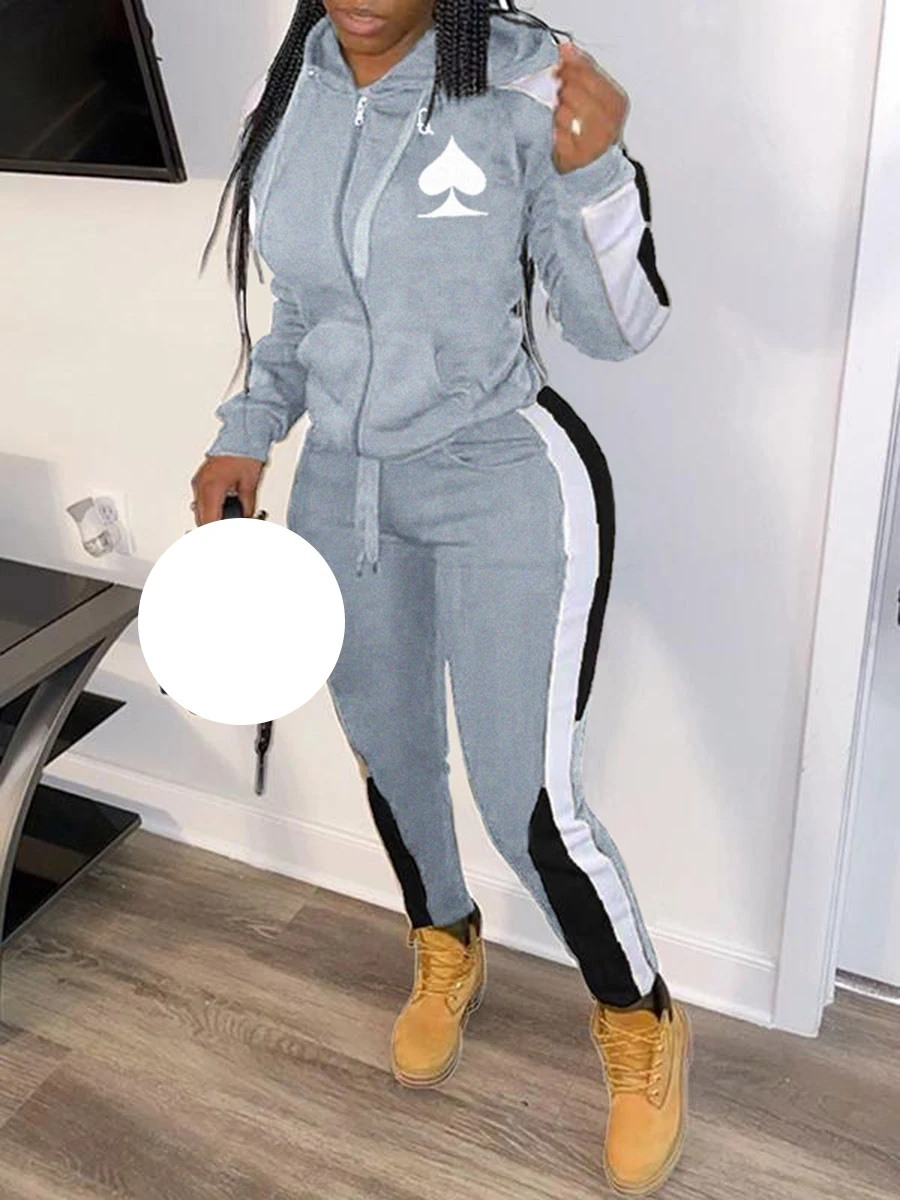 MT169-9671 печати Slim Fit спортивный костюм из двух предметов, милый костюм для девочки комплект для женщин