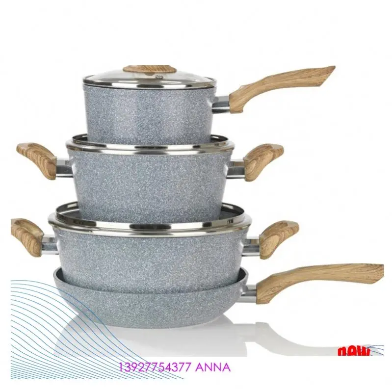 American non stick marble coating aluminum soup cooking pot cookware set