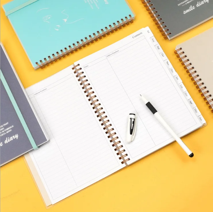 Transparent Frosted PVC Cover Flip Spiral Coil 2022 Strap English Plan This Week Calendar With Index Notebook