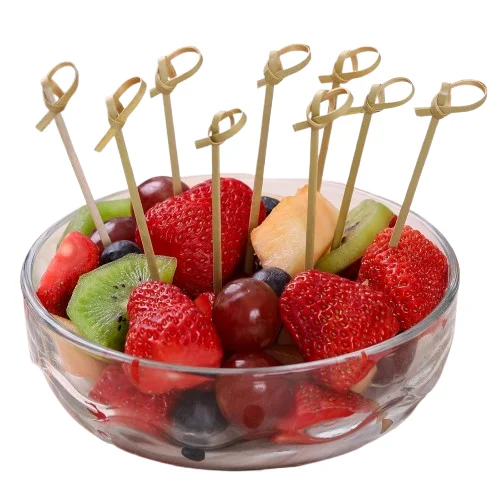 Natural custom bamboo cocktail sticks picks 4.7 Inch for Appetizer Party Snacks Fruit 100PCS Pack