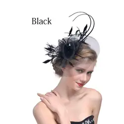 Новейшая женская шляпа, Свадебная вуалетка, шляпа, Черная Женская церковная шляпа, шляпы для чайной вечеринки, головной убор с перьями