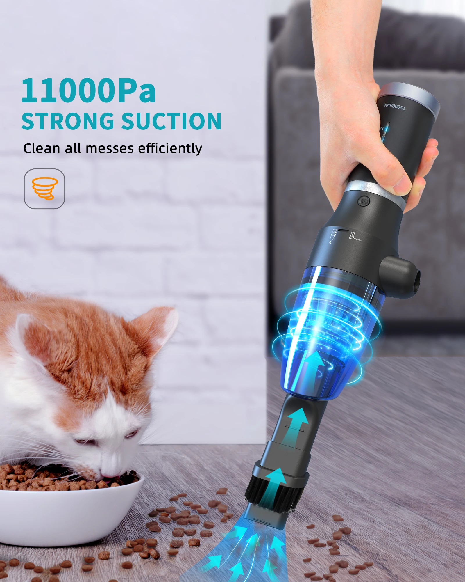 OPOLAR 15000mAh 77000RPM Keyboard Cleaner Computer Cordless Air Duster Vacuum 2 in 1 Electric Compressed Rechargeable Air Duster