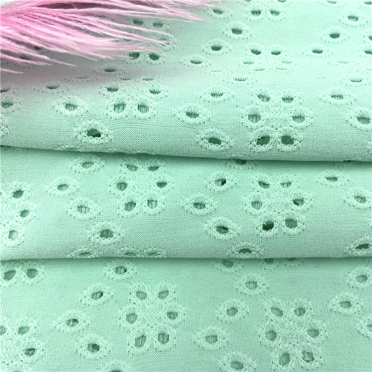Hot Sale Softly touch eyelet jacquard Embroidered Eyelet Lace 100% Cotton Quilting Fabric for Patchwork Needlework fabric