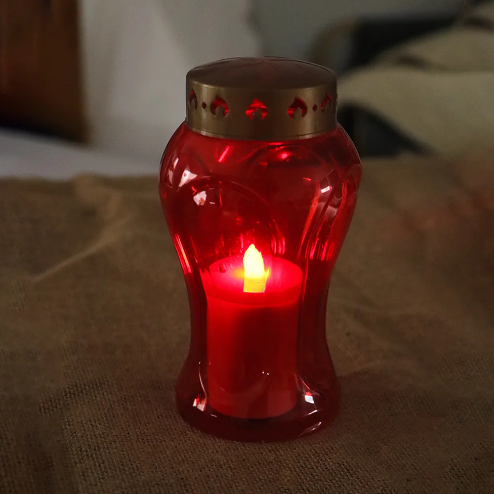 Weatherproof Newish church praying outdoor use battery operated cemetery religious candle led grave lights lamp