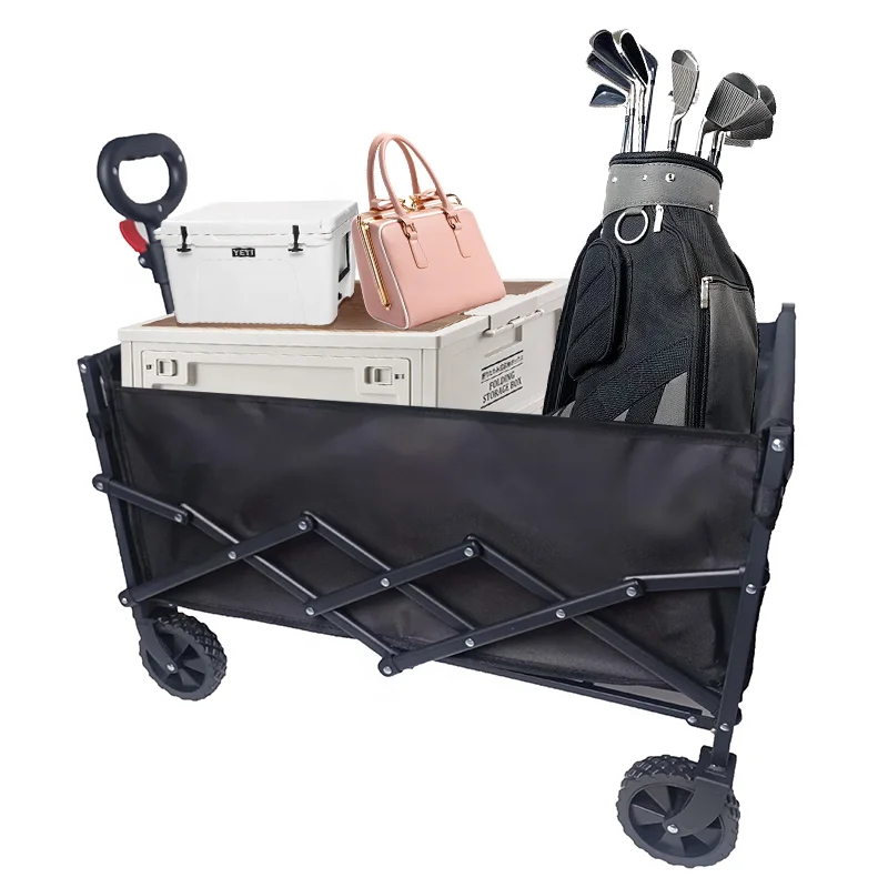 Wagon Cart Heavy Duty Foldable Collapsible Wagon with Small Size Folding Design Utility Grocery Wagon for Camping Shopping Sport