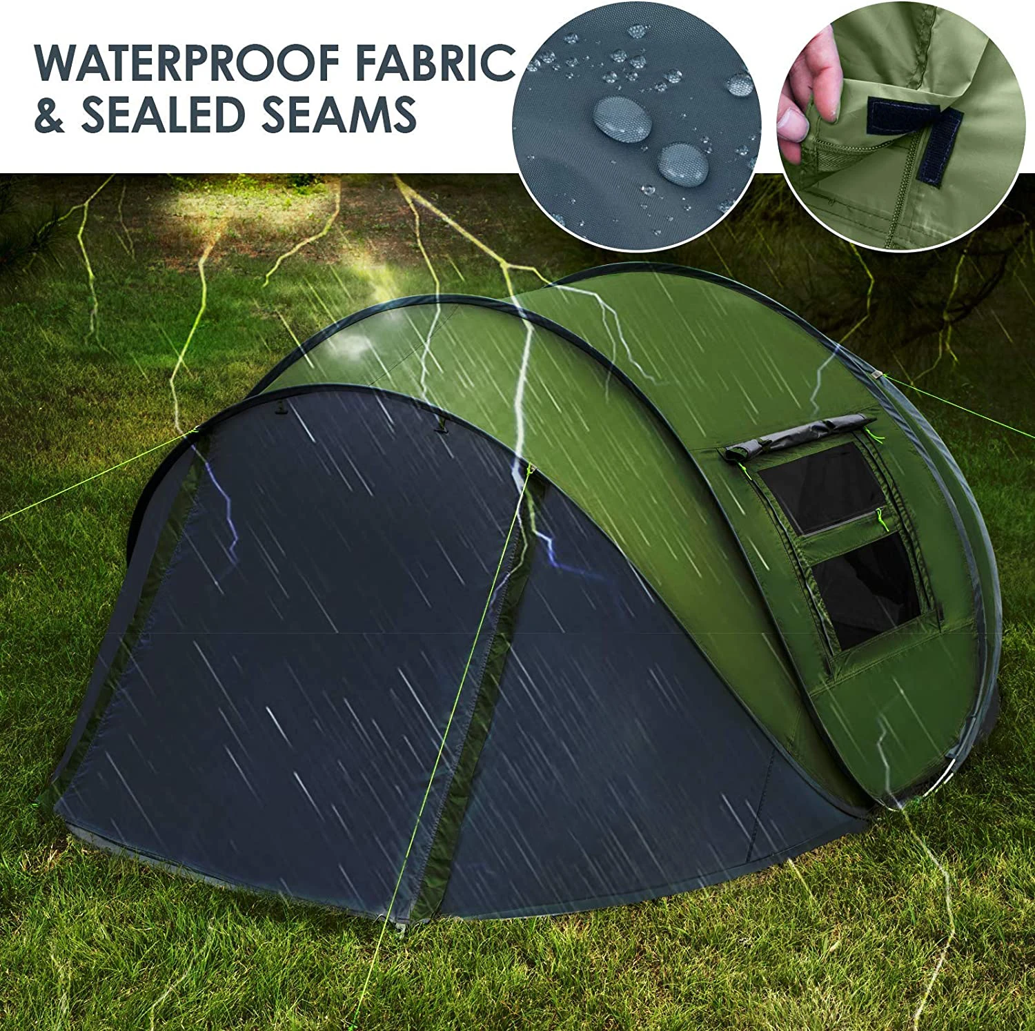 WOQI Wholesale Hot sale Camping Hiking Waterproof Automatic Setup 2 Doors Instant Pop Up camp tent outdoor glamping