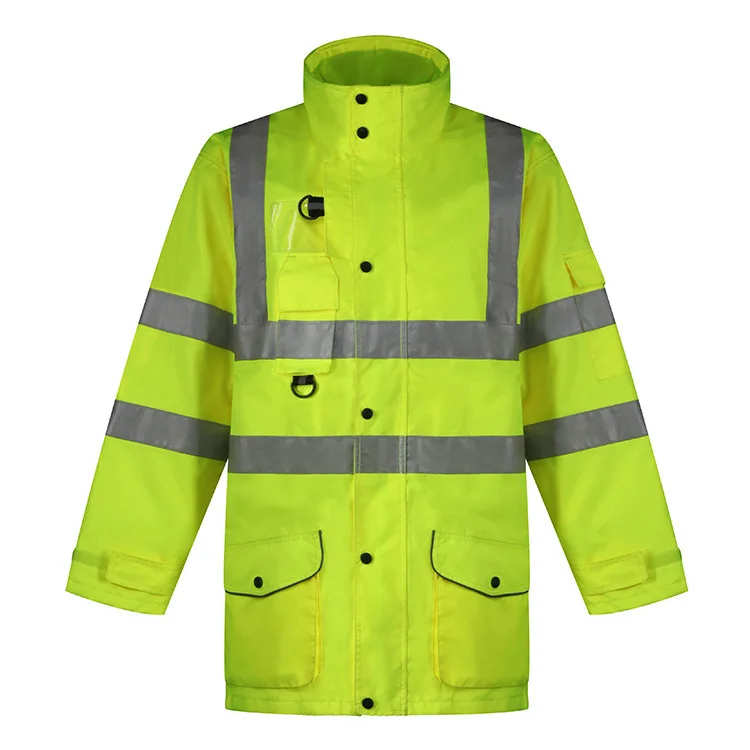 Hivis Thick Waterproof Duty Road Patrol Cotton Reflective Fluorescent Workwear Jacket Manufacturers For Customs Clothes
