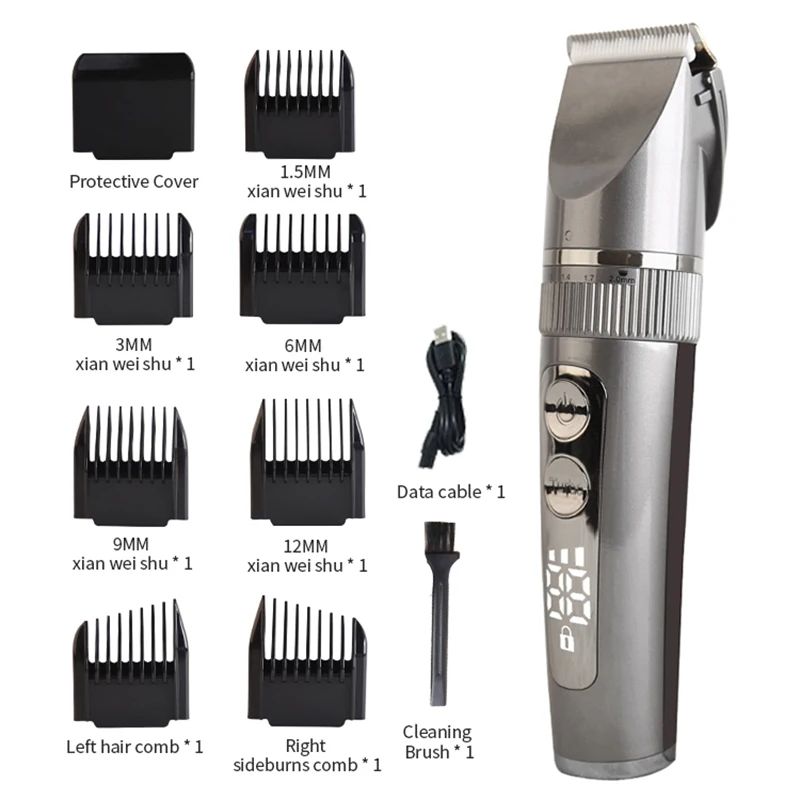2021 Metal Hair  Cutting Clipper Beard Professional Skeleton  Ceramic Blade Cordless Waterproof Shaving Beared Trimmer