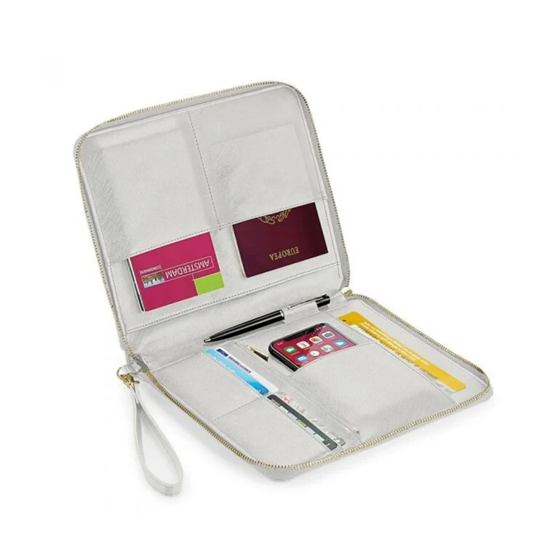 Personalized Travel Document Folder Wallet Organizer A4 Size Notebook Cover Office Zippered Passport Holder Leather Portfolio