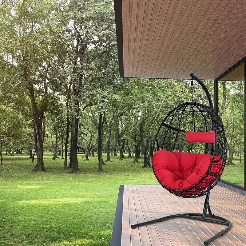 UV Resistant Cushions Wicker garden Chair Swing Hammock PE rattan Egg Hanging Chairs For Indoor Outdoor Bedroom Balcony Patio