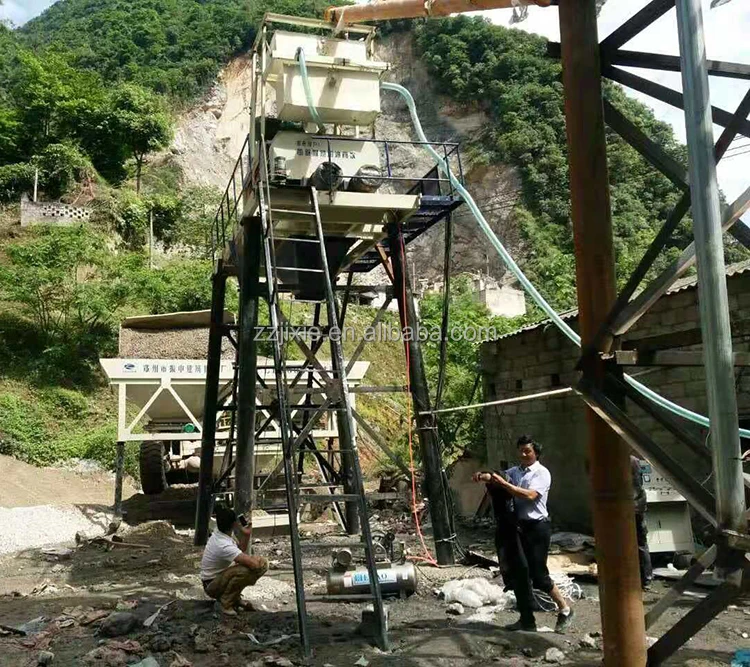 China HZS50 Stationary Automatic mini concrete batching plant With Twin Shaft Mixer