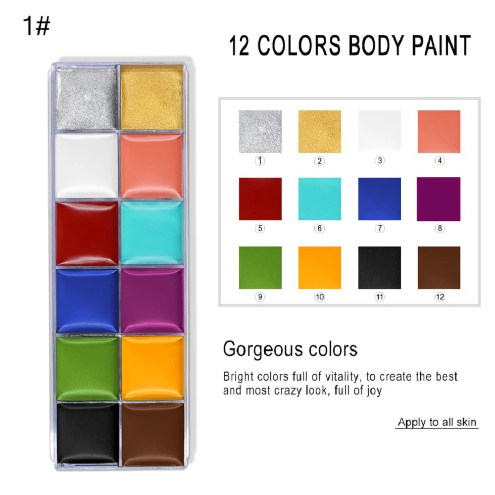 Ready Stock  12 Colors Waterproof Face Body Paint Festival Party Makeup Face Body Painting