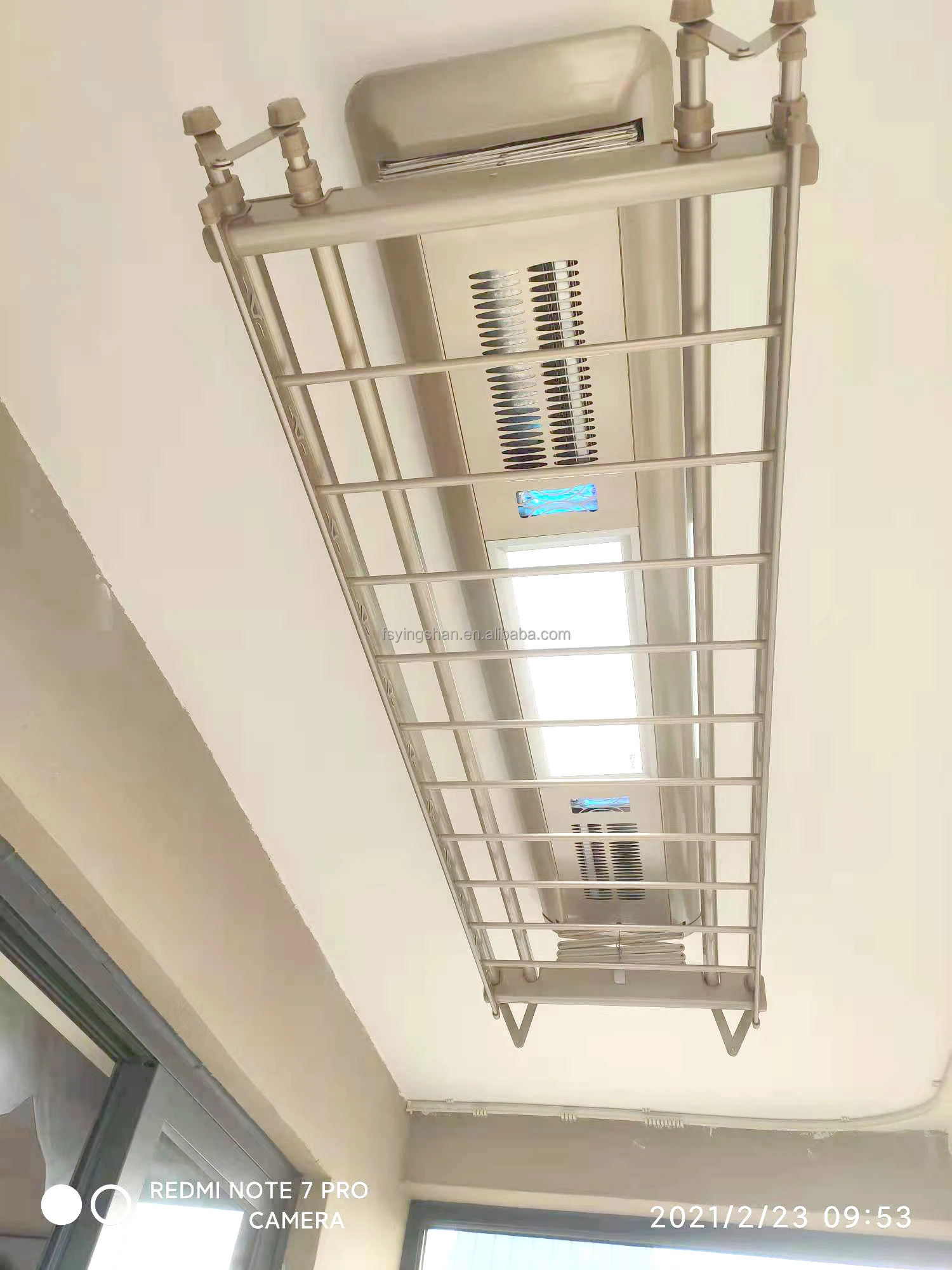 YG-1703B Remote Controlled Clothes Airer Motorized Electric Ceiling Garment 4 Tier Clothes Heated Hanger