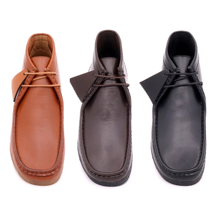 Hot Sale  burnished pu leather Wallabee Boots for men  custom made Lace-Ups shoes