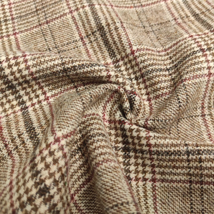 Stock Flannel Fleece fabric 30% wool 290GSM single side coat suit plaid fabric