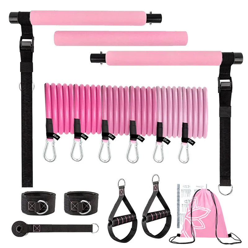 Home Gym Full System Body Leg Stretch Strap Workout Equipment Training Yoga Portable Pilates Bar Kit Fitness Resistance Bands