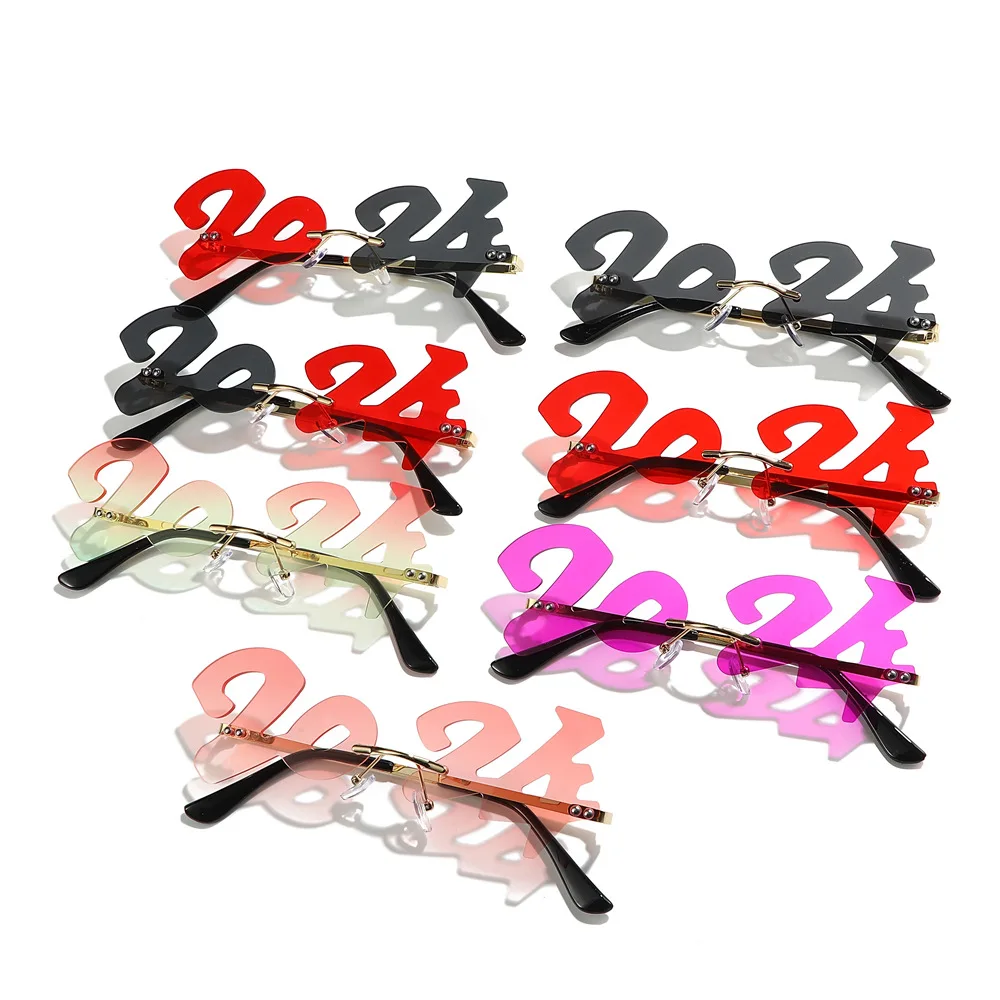 Sunglasses New 2024 Wholesale Holiday Props Digital Glasses Party Decoration Happy New Year Glasses